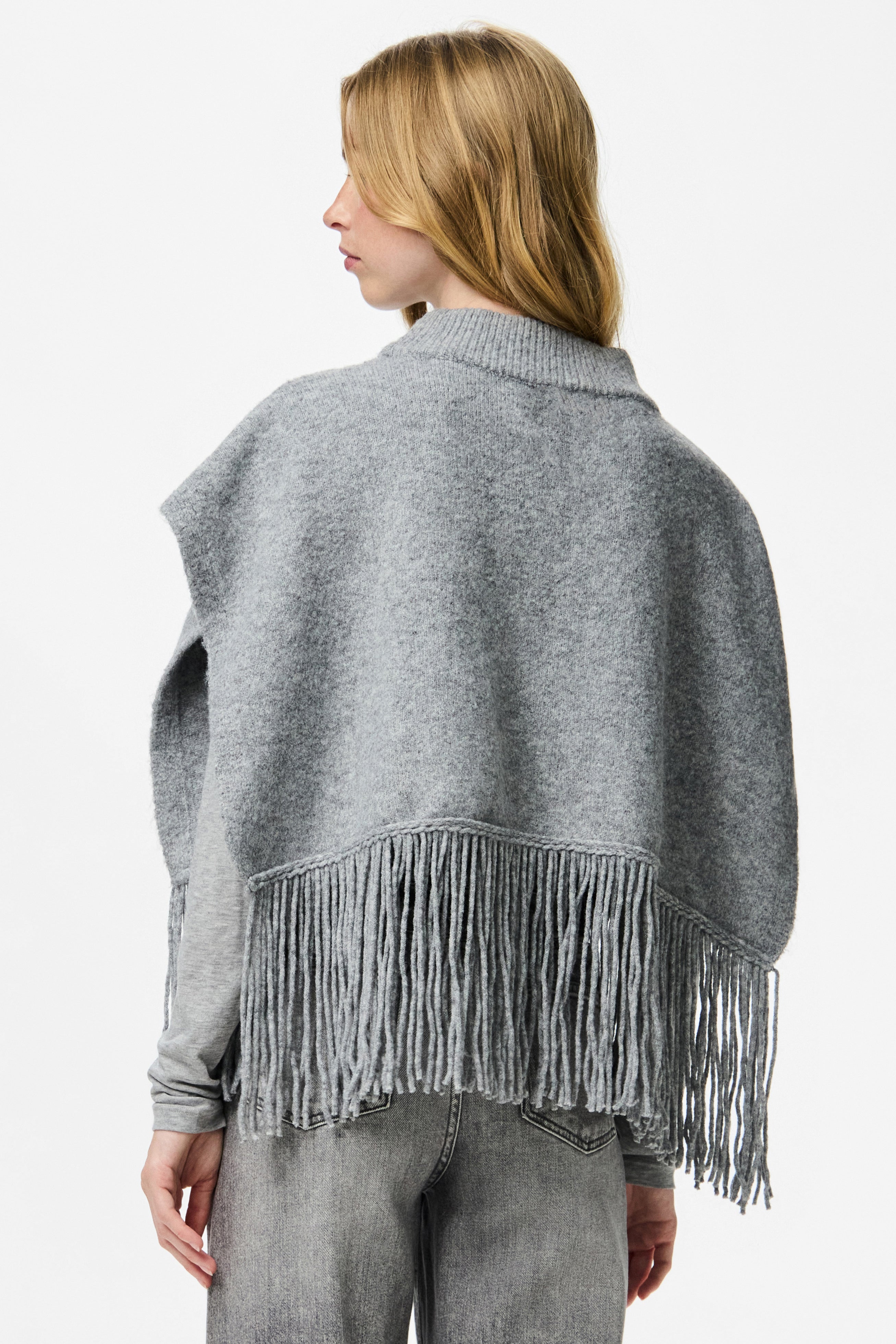 PCJULLE Poncho - Grigio chiaro melange
