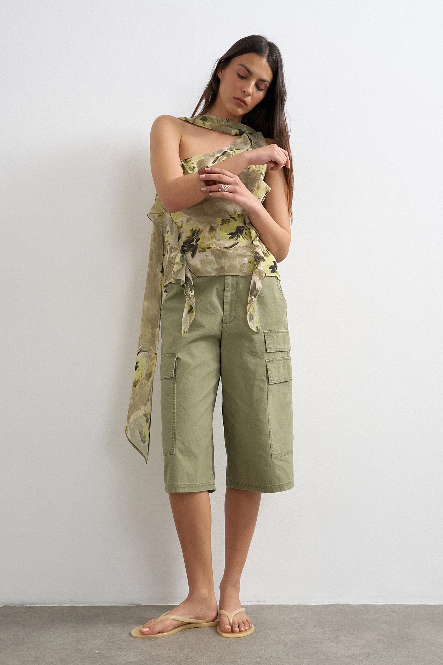 TSVALERIE One Shoulder Top - Bright Lime Green