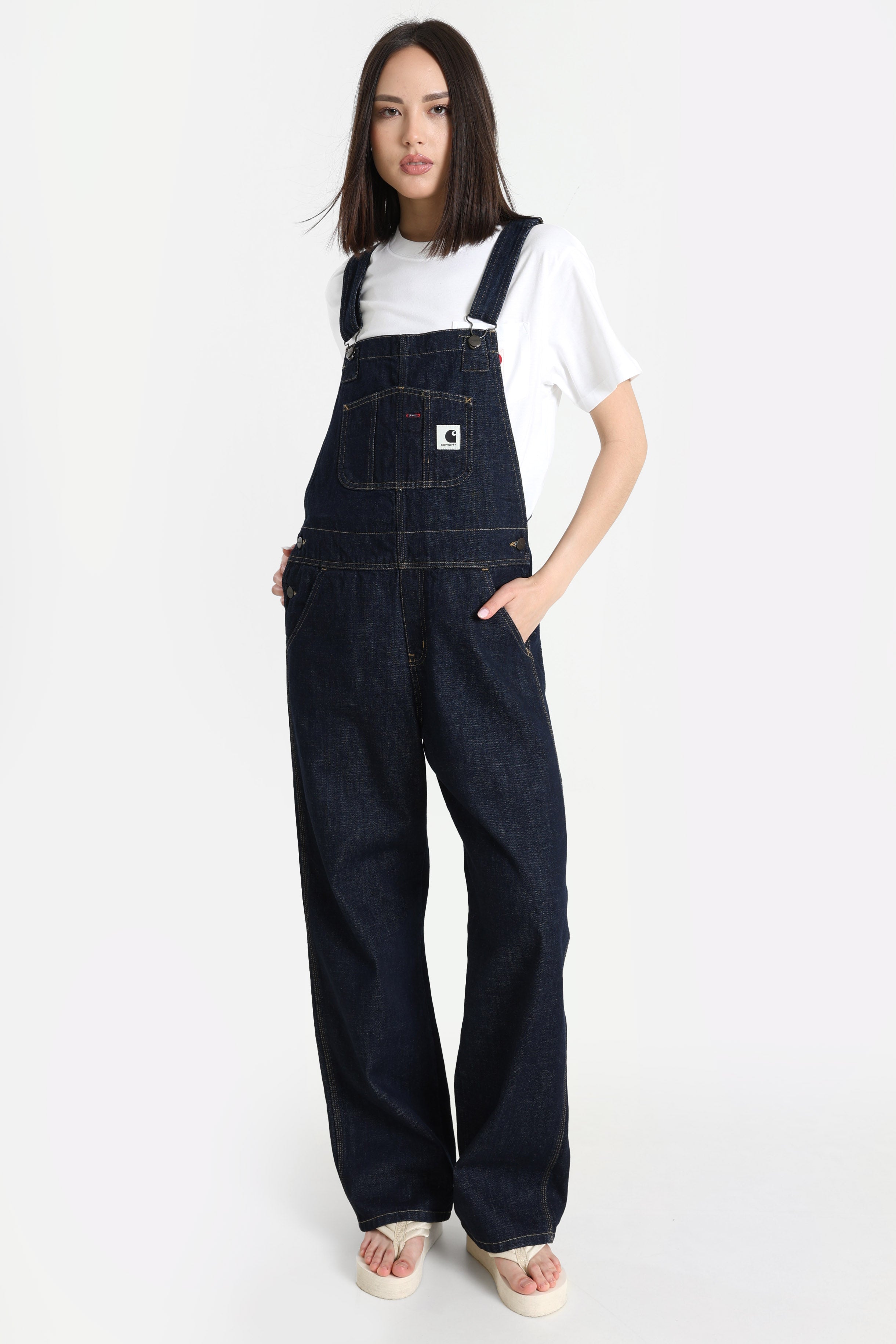 Salopette dritta in denim Bib - Blue Rinsed