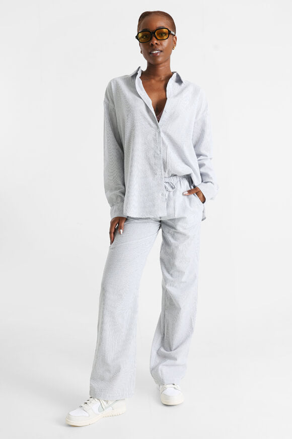 Oversized seersucker shirt - black + white