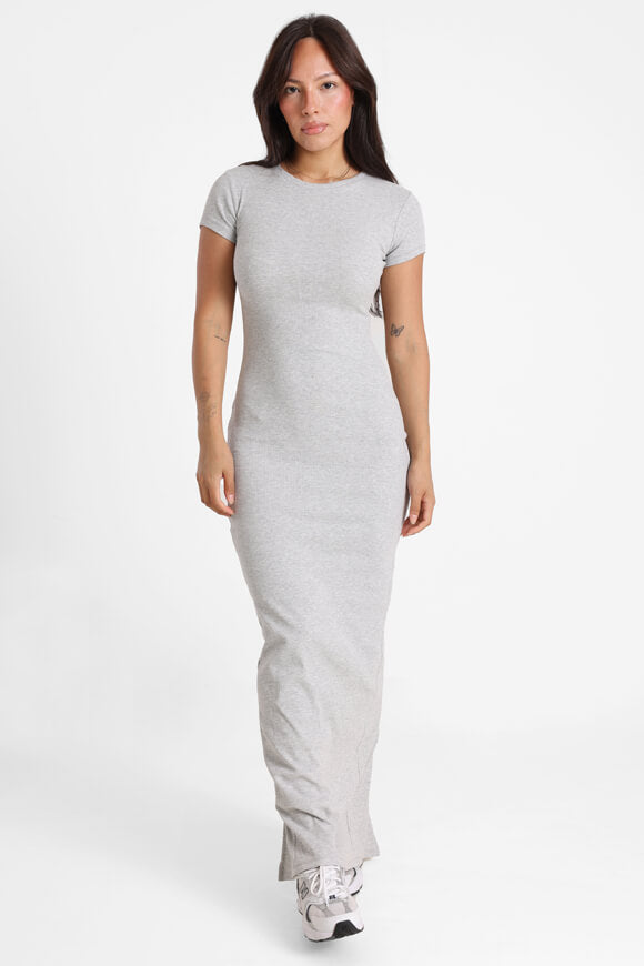 Ribbed maxi dress - mottled gray