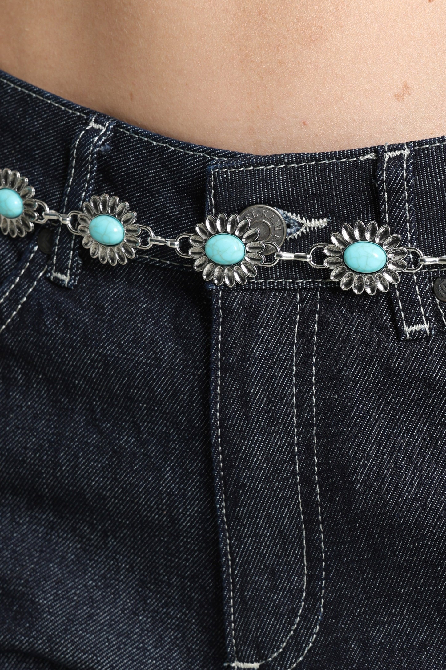 Ceinture chaîne - Silver + Turquoise