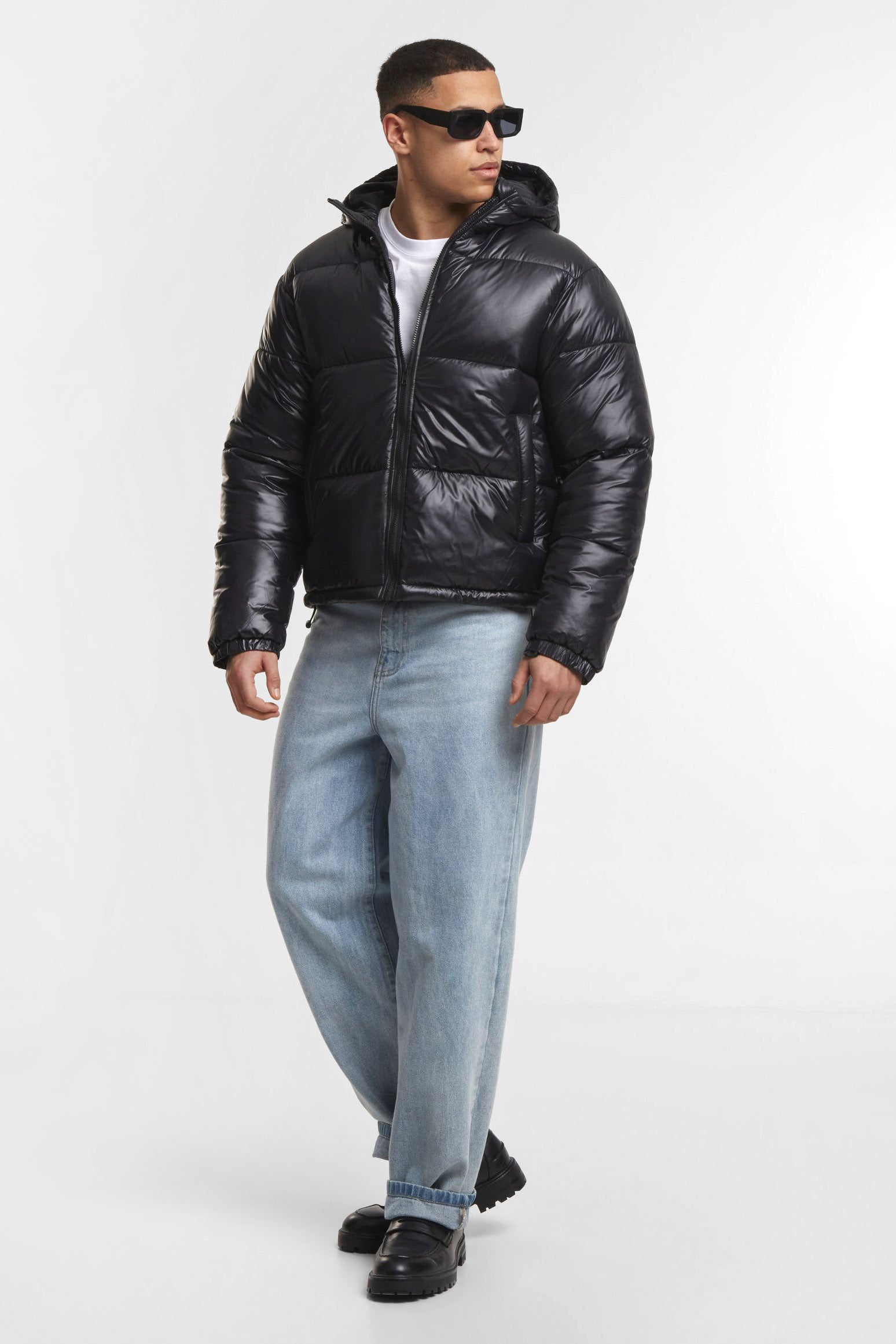 Pufferjacke in Glanz-Optik - Black