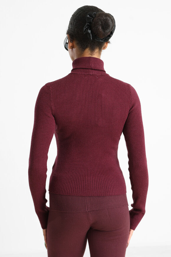 Ribbed crop knit sweater - Bordeaux