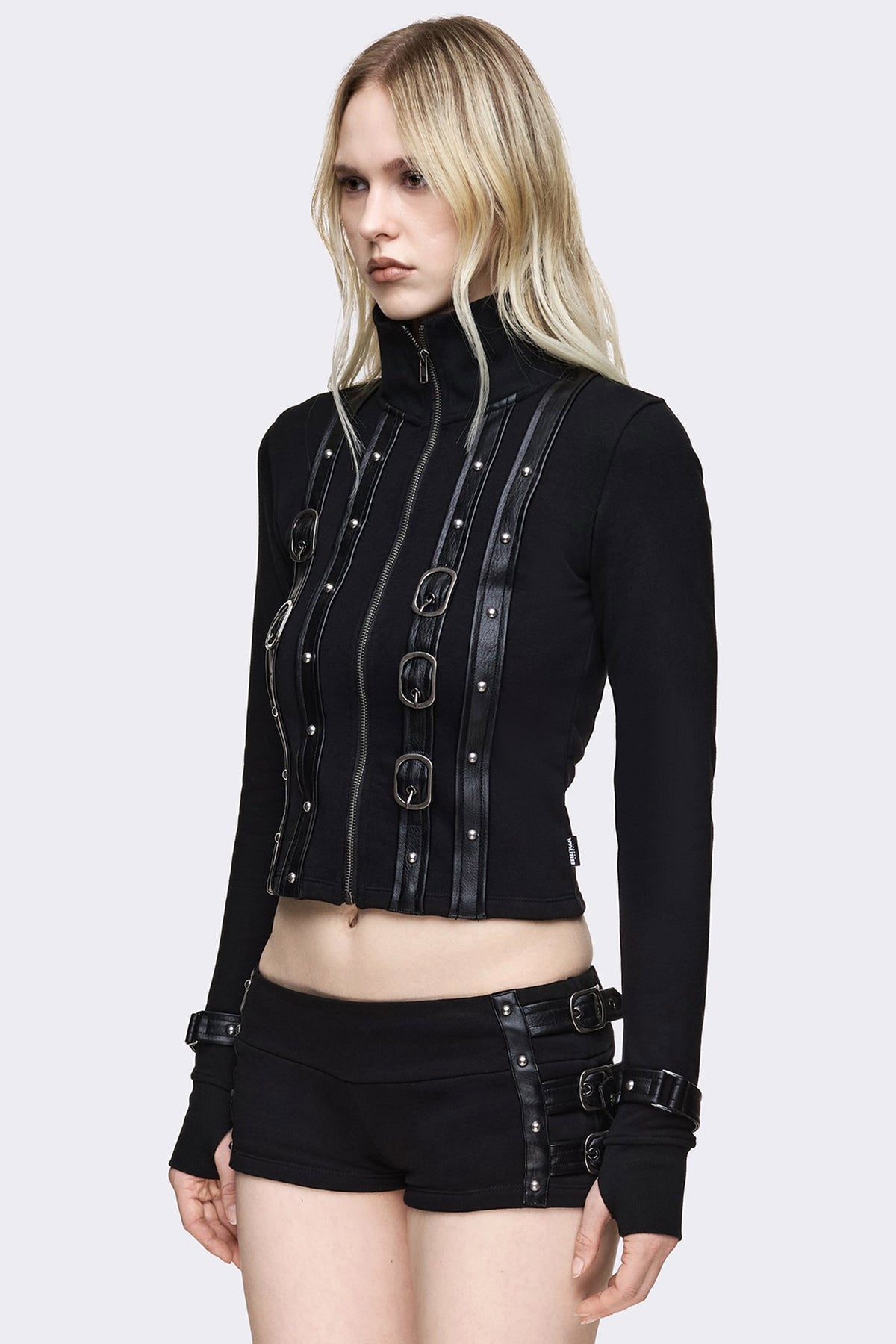 Resonance Funnel Crop Sweatjacke - Black