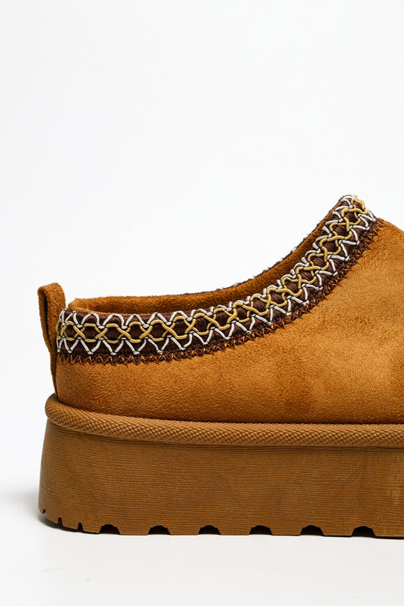 Lined platform slip-on shoes - Camel