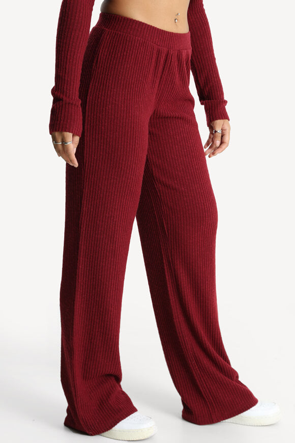 Gerippte Strickhose - Bordeaux