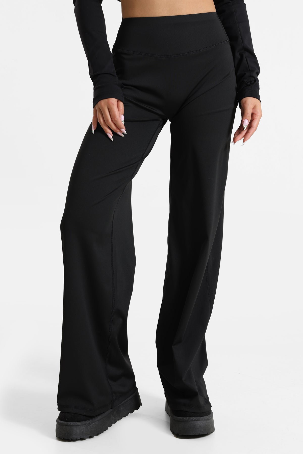 Wide Leg Leggings - Black