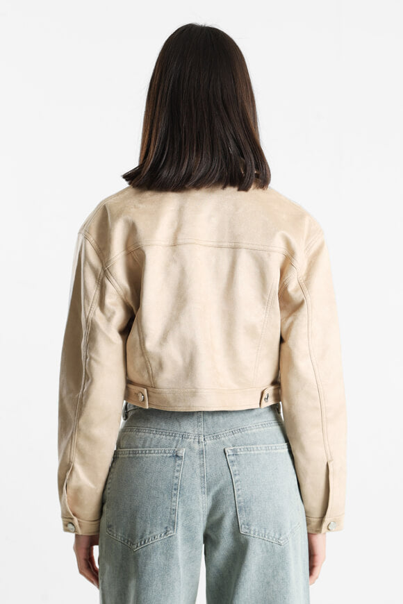 Veste en faux daim Crop - Light Beige
