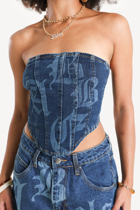 Top corsetto in jeans - denim blu scuro