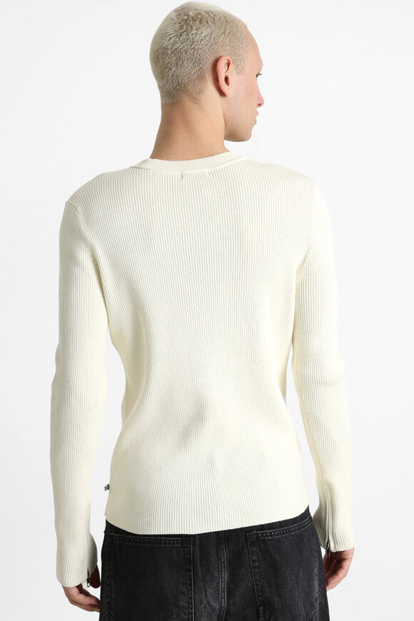 Gerippter Strickpullover - Offwhite