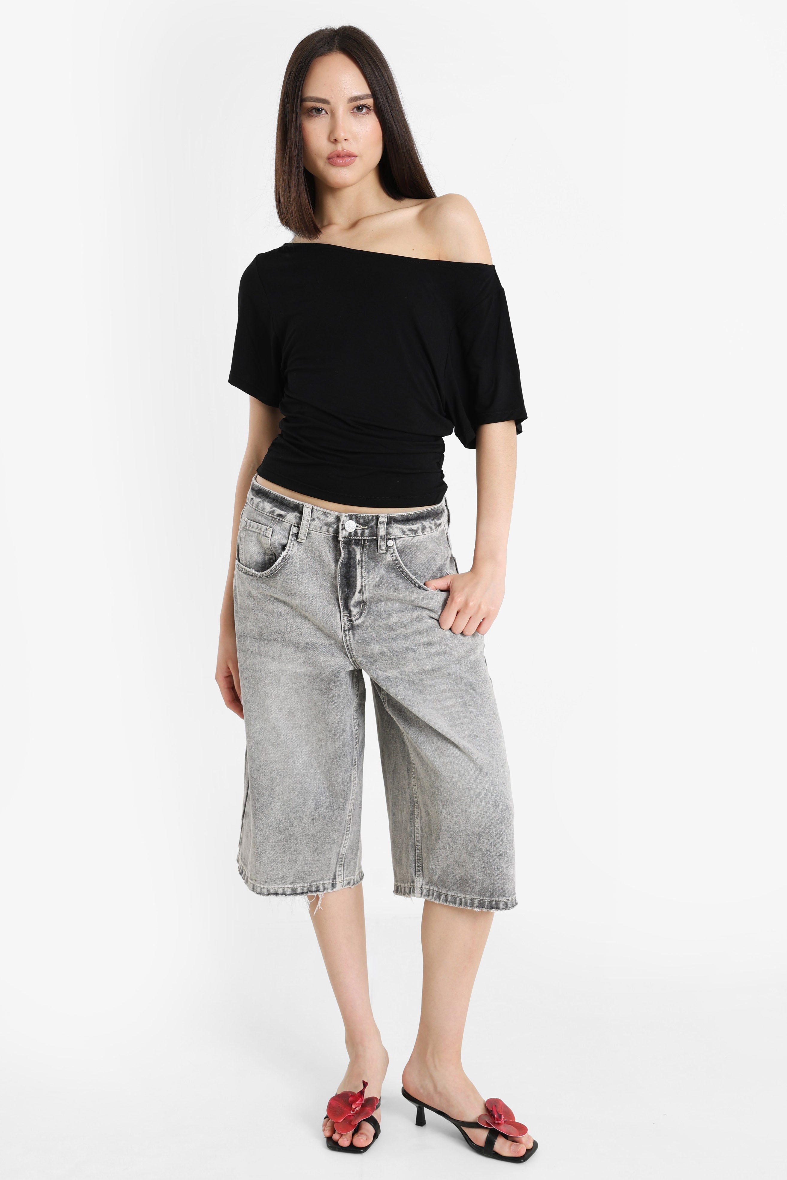 T-Shirt one shoulder - Noir