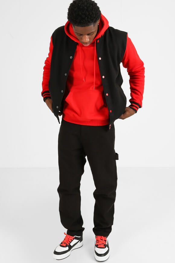 College-Sweatjacke - Schwarz + Rot