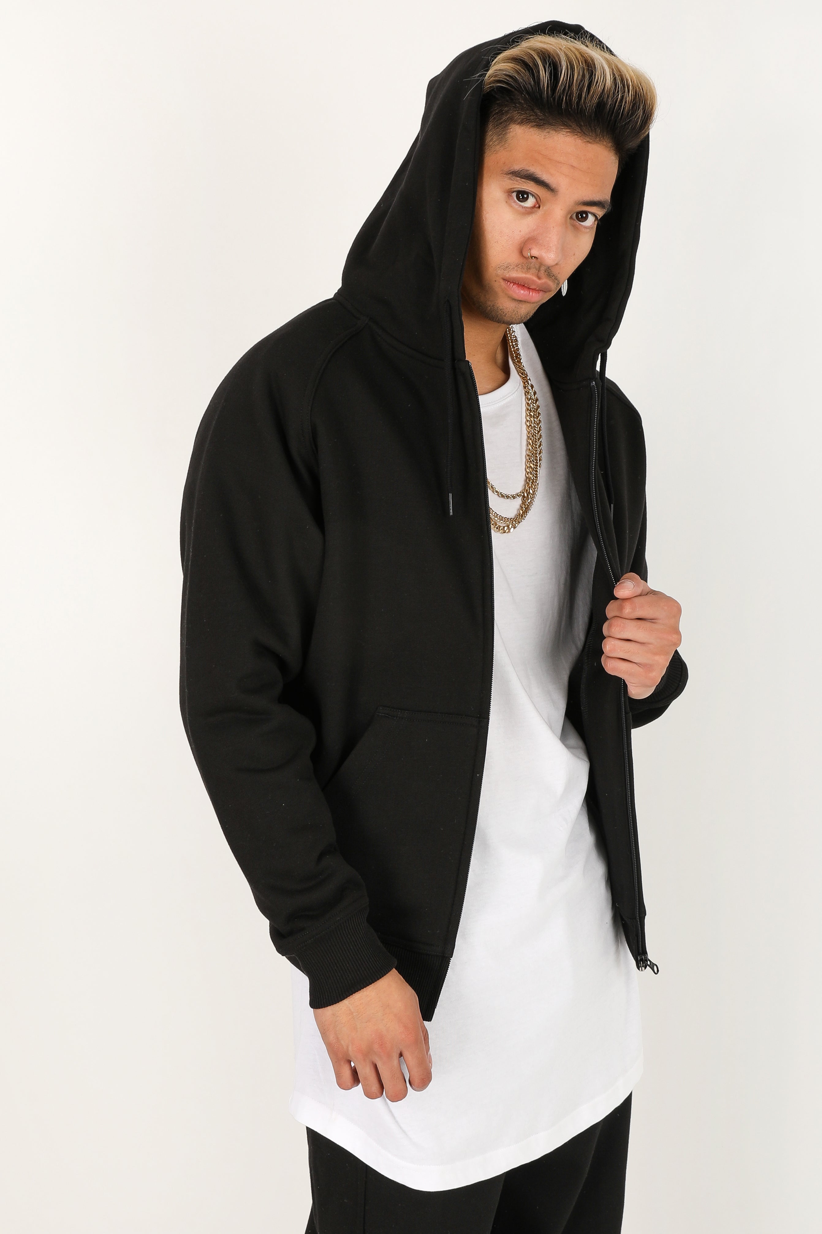 Oversize Kapuzensweatjacke - Black