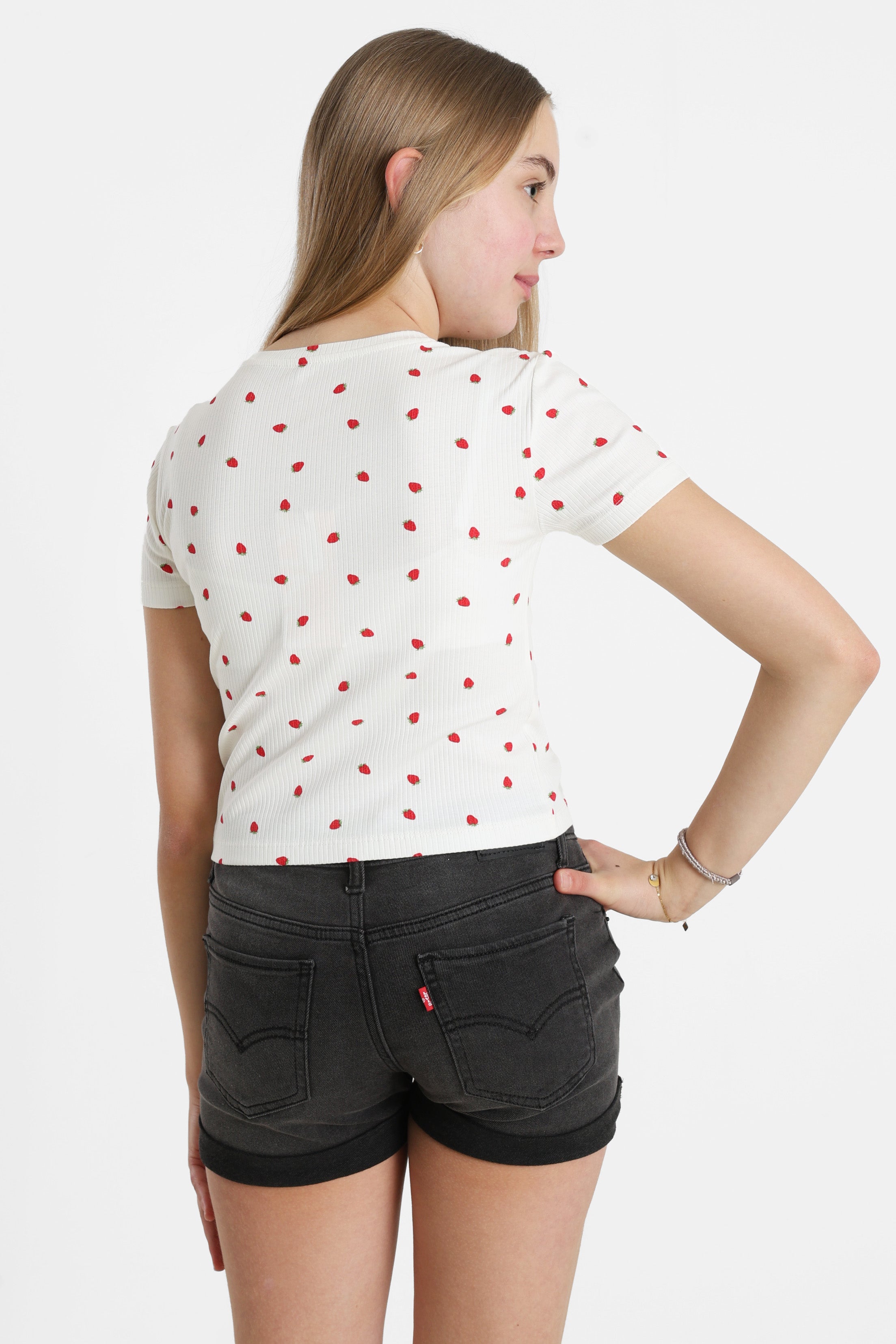 KOGBELLA Crop T-Shirt - Cloud Dancer + Strawberry