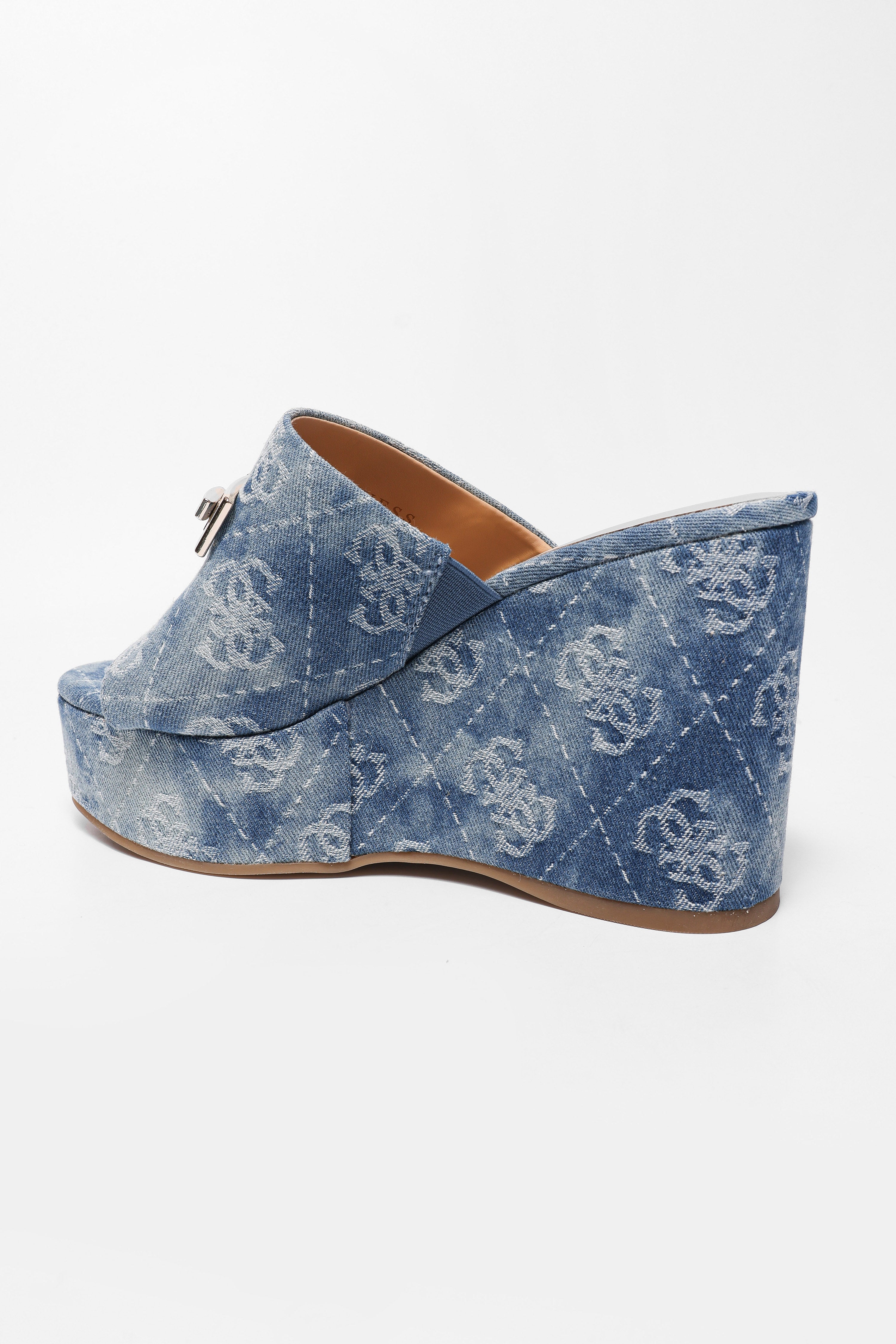 Evenza mules compensées en jean - Blue