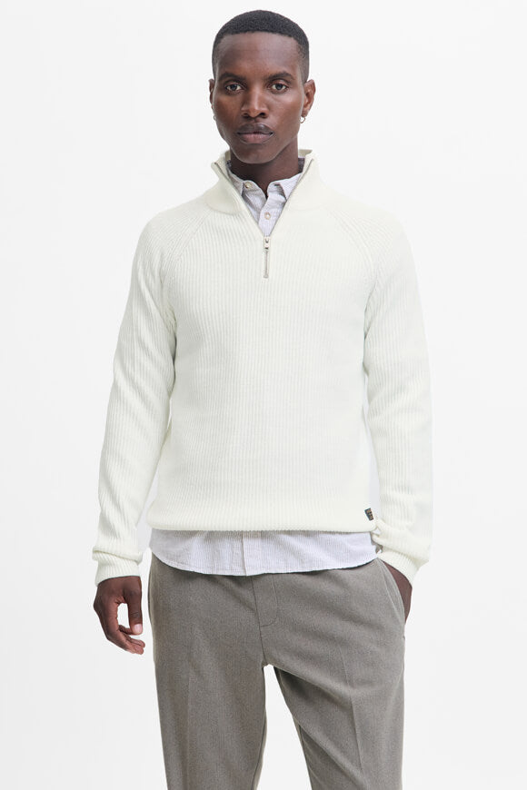 Pannel ribbed knit sweater - Cloud Dancer