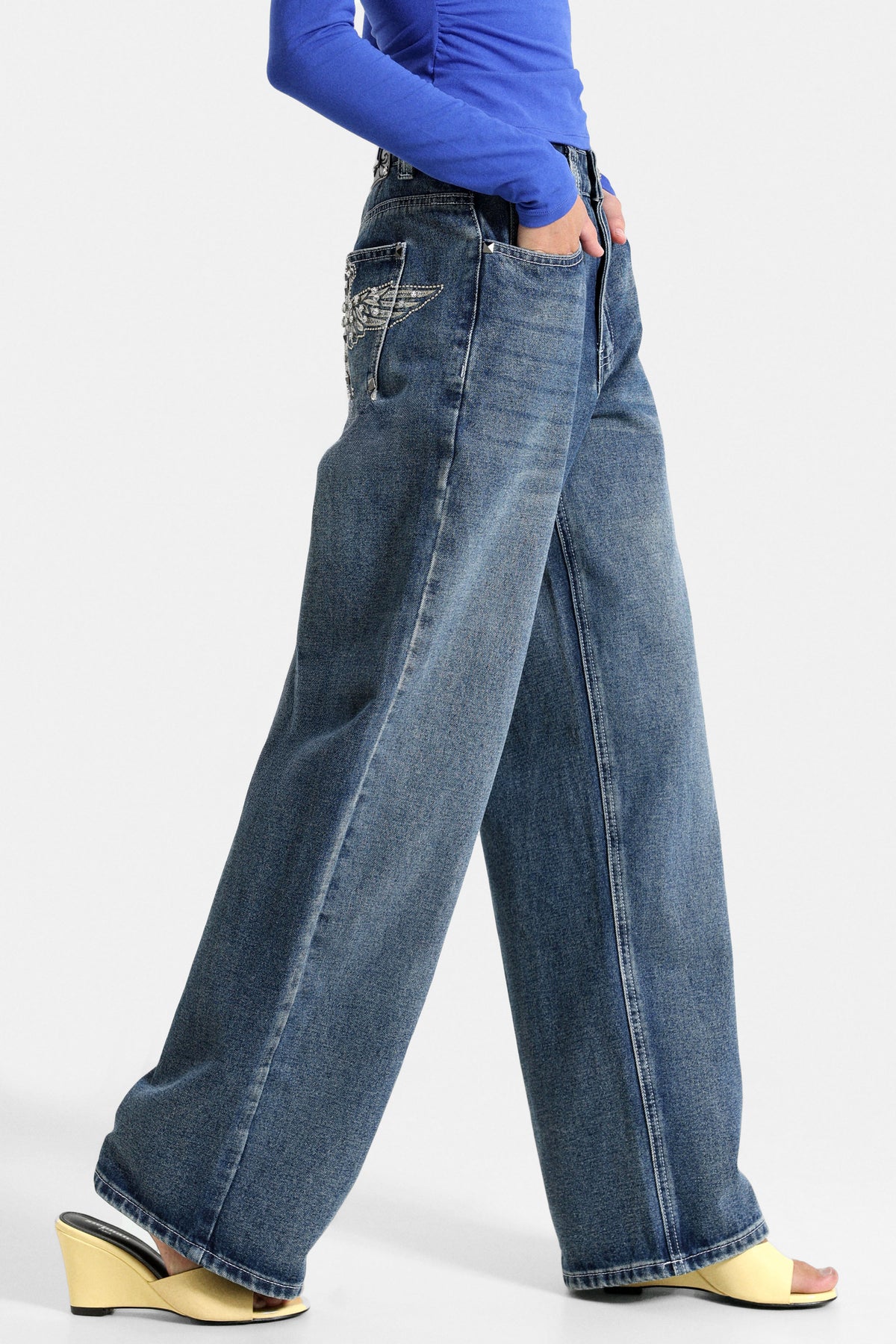Baggy Straight Leg Jeans - Dunkelblau