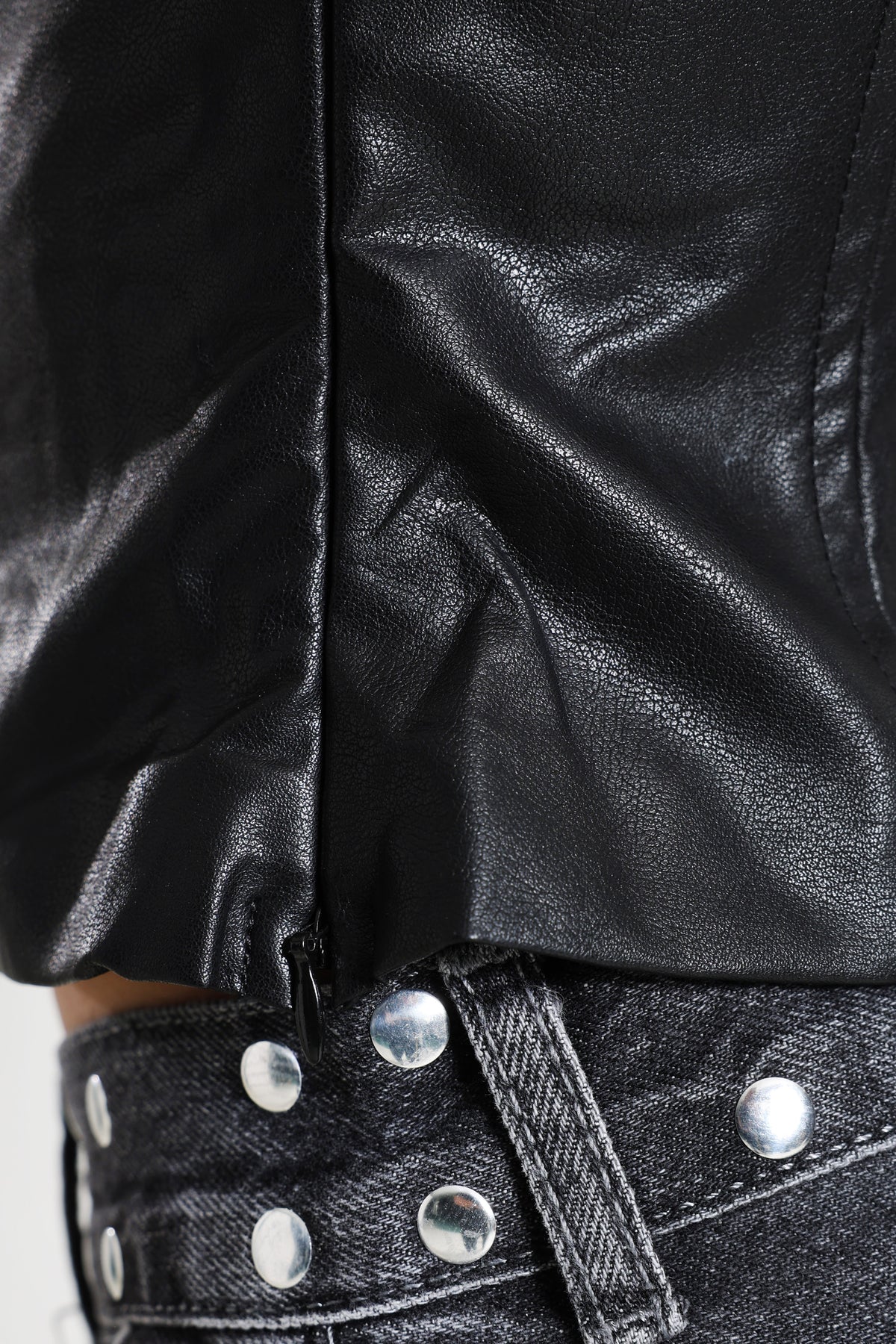 Top corset en similicuir - Noir