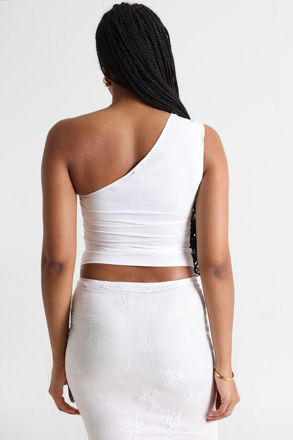 One Shoulder Crop Top - Blanc cassé