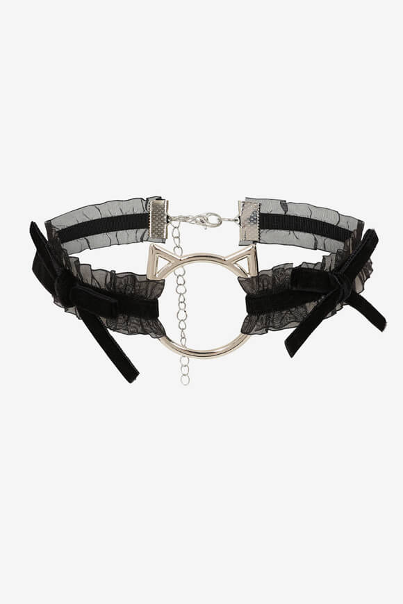 Collier ras de cou en organza - Black