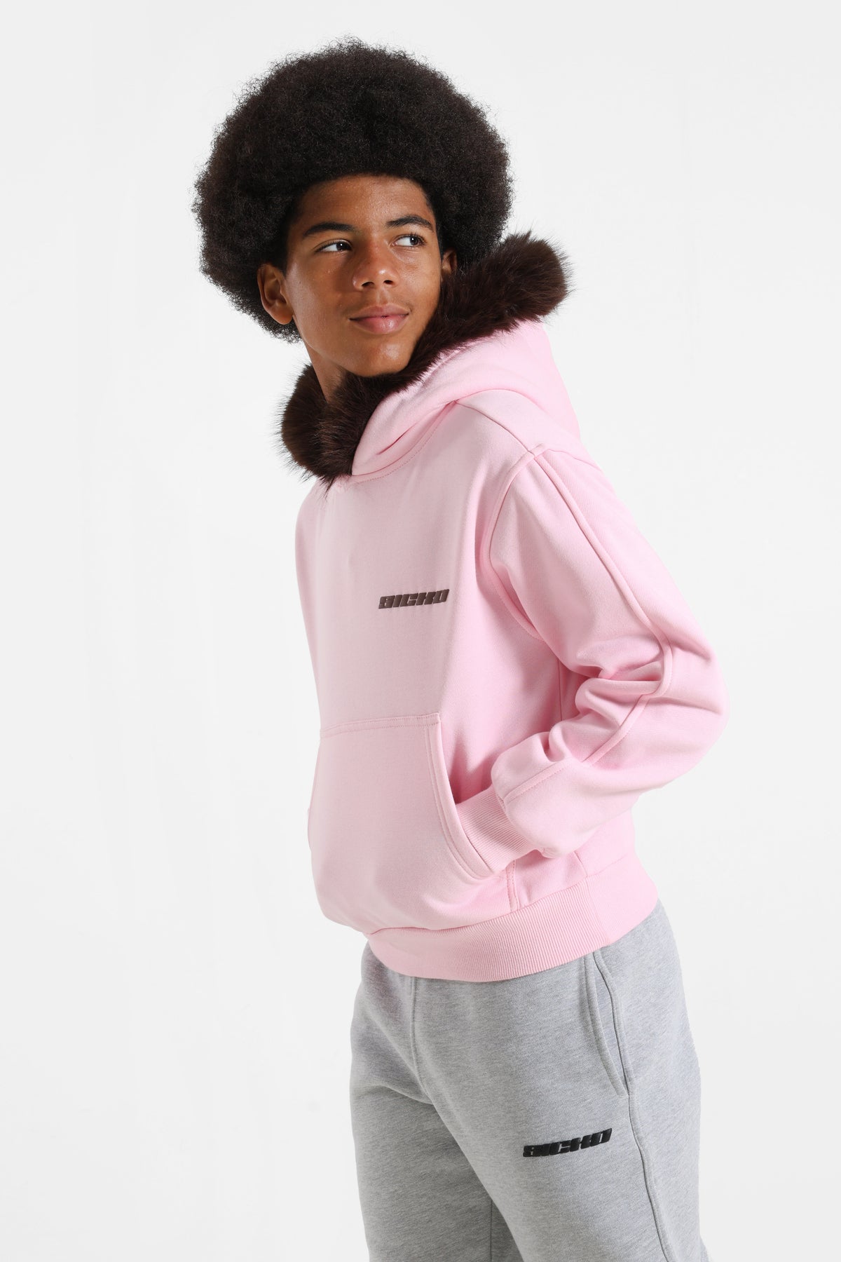 Sweatshirt à capuchon - Rose + Brun