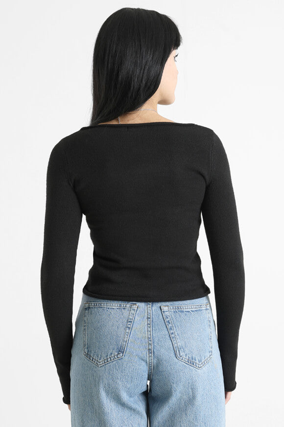 Crop Strickpullover - Schwarz