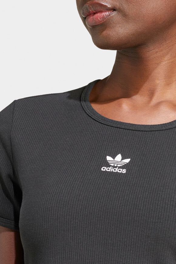 Ribbed crop T-shirt - Black