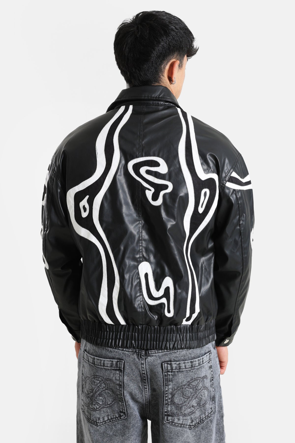 Kunstlederjacke - Black + White