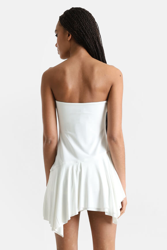 Bandeau mini dress with inner shorts - Ecru