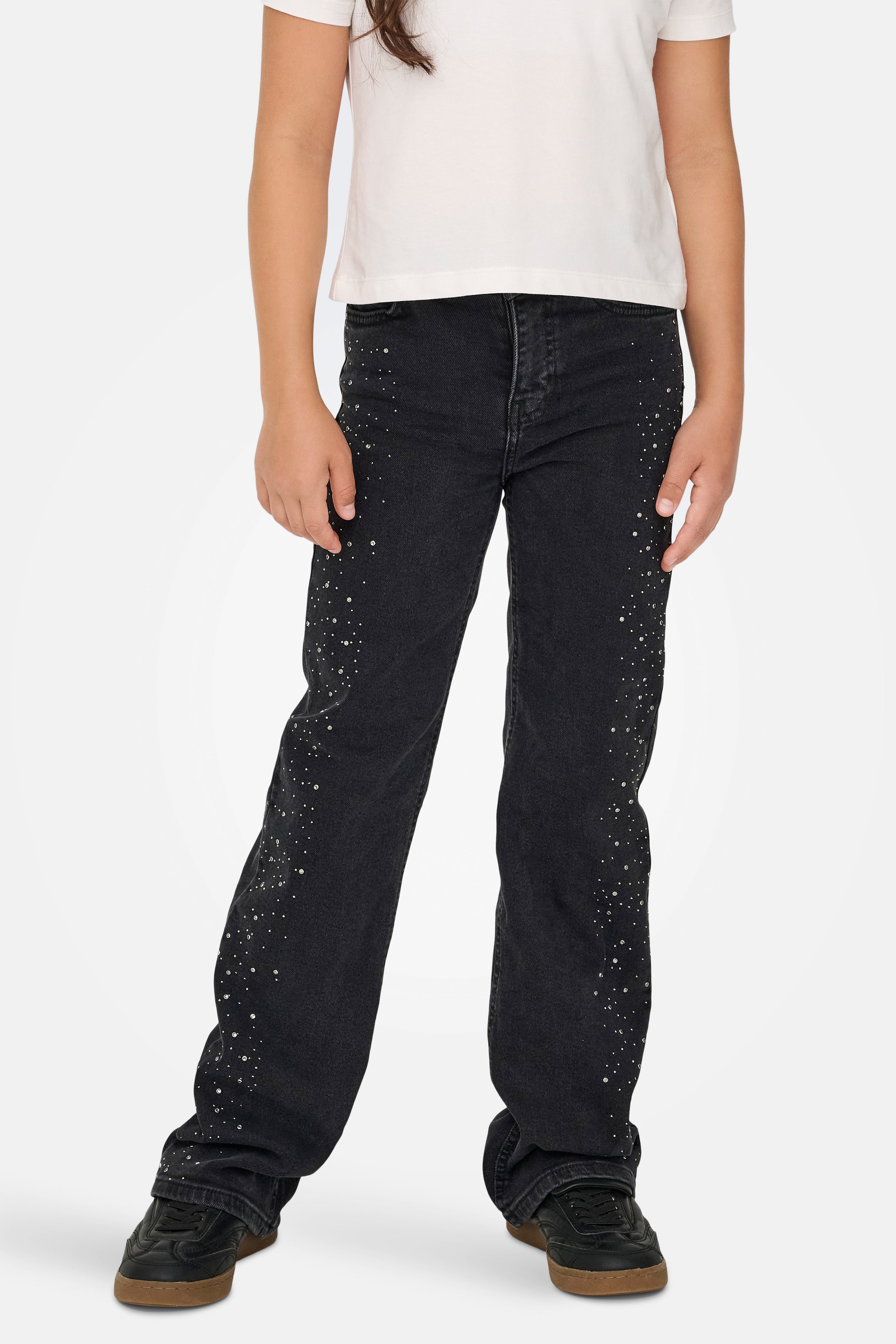 KOGJUICY Jambe large avec strass - Noir délavé