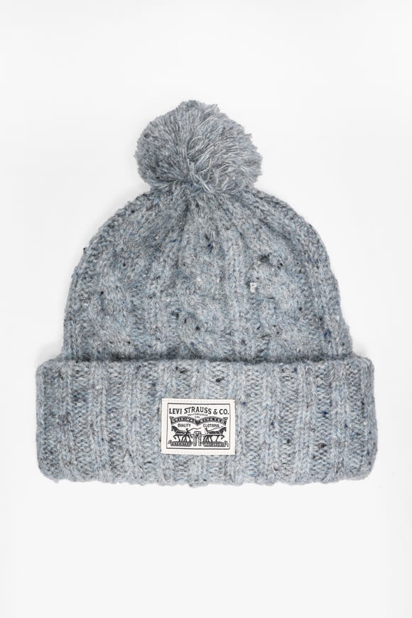 Pom-Beanie - Light Blue Heather