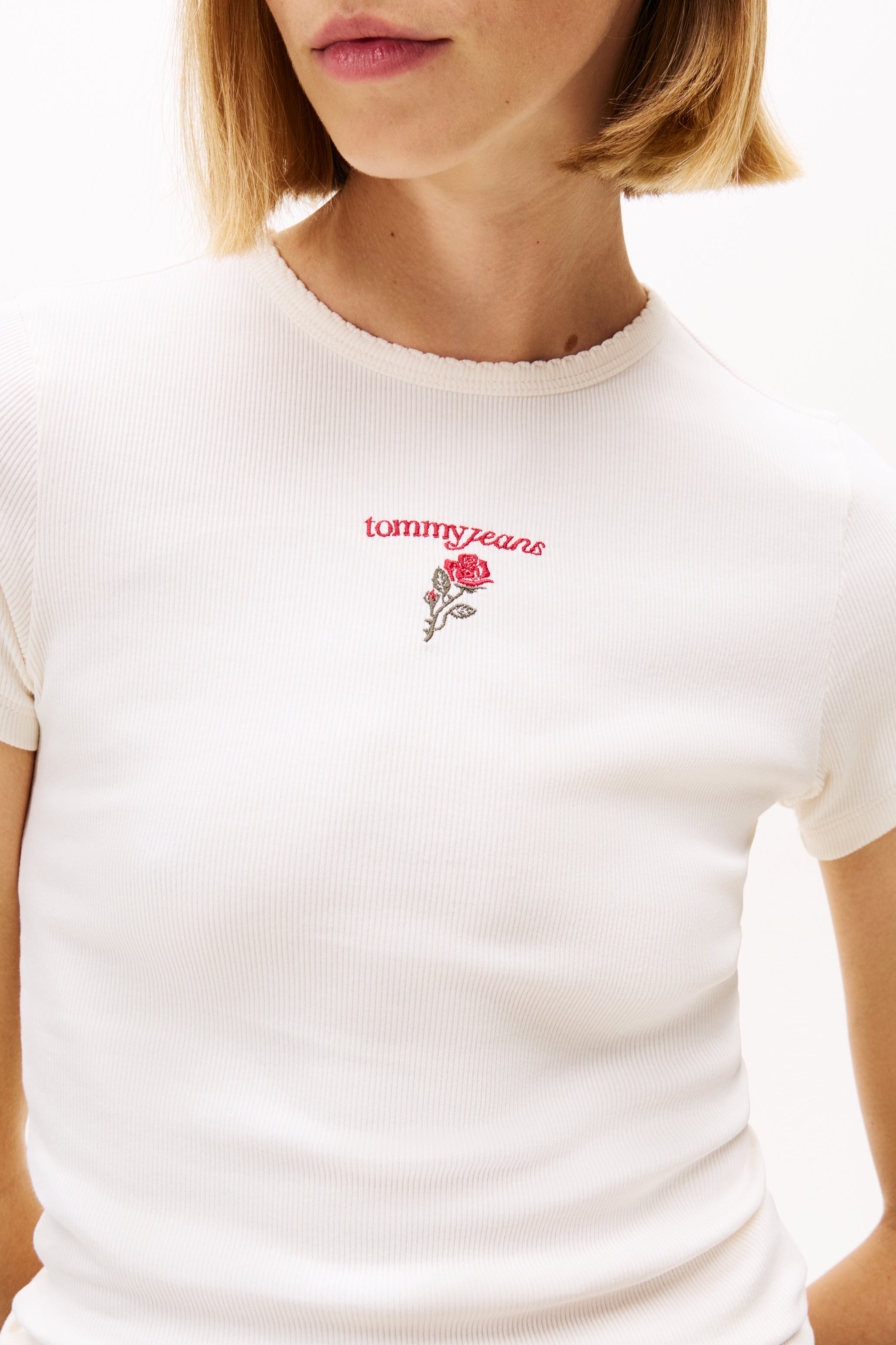 Geripptes T-Shirt - Ancient White