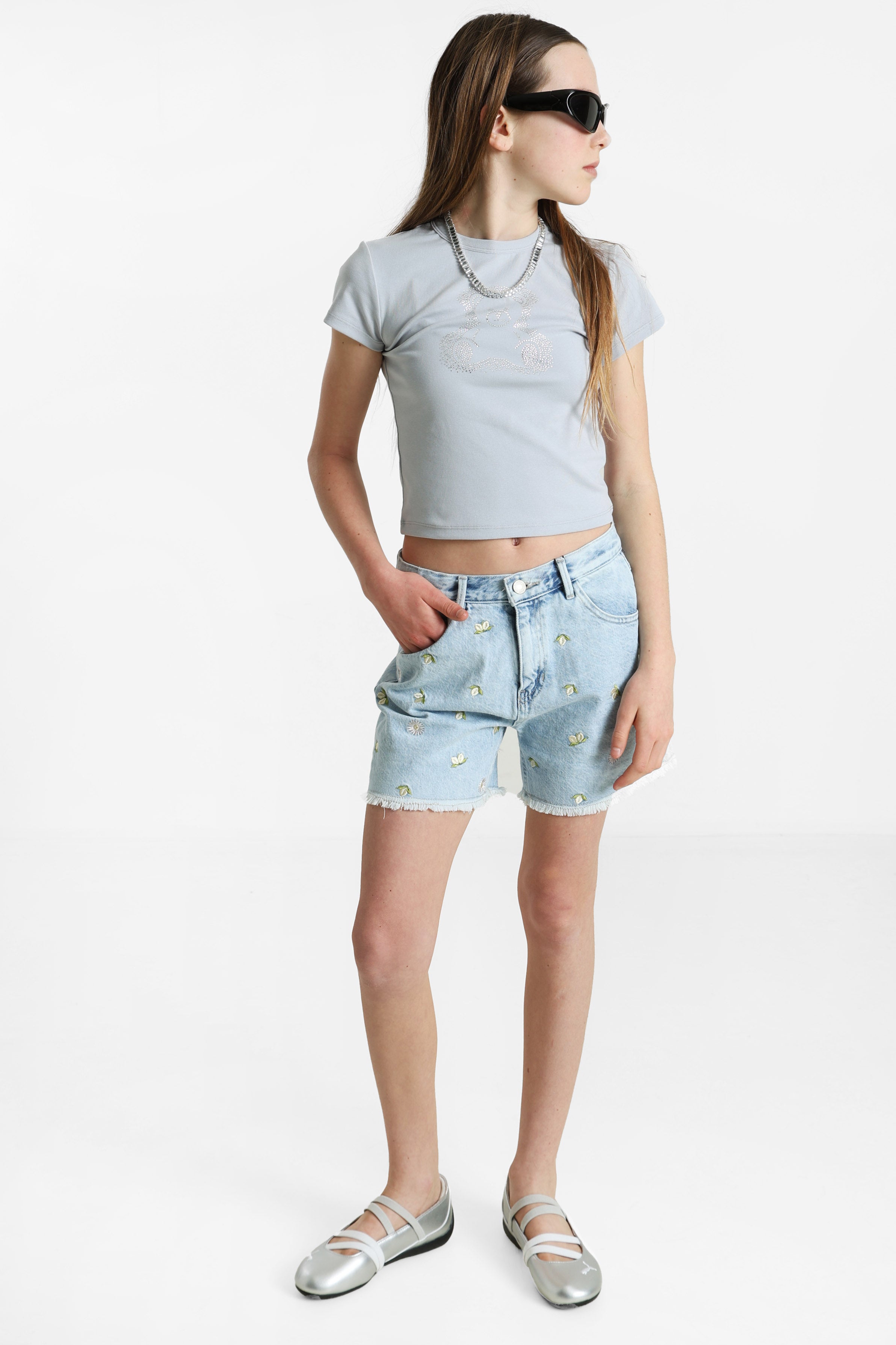 Jeansshorts - Light Blue Denim