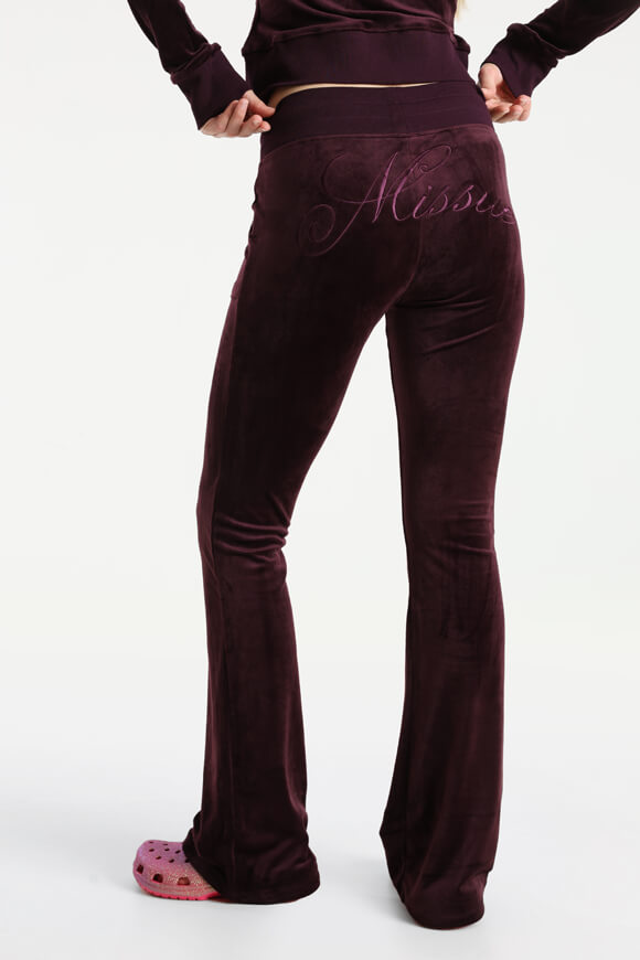 Pantaloni svasati in velluto - melanzana