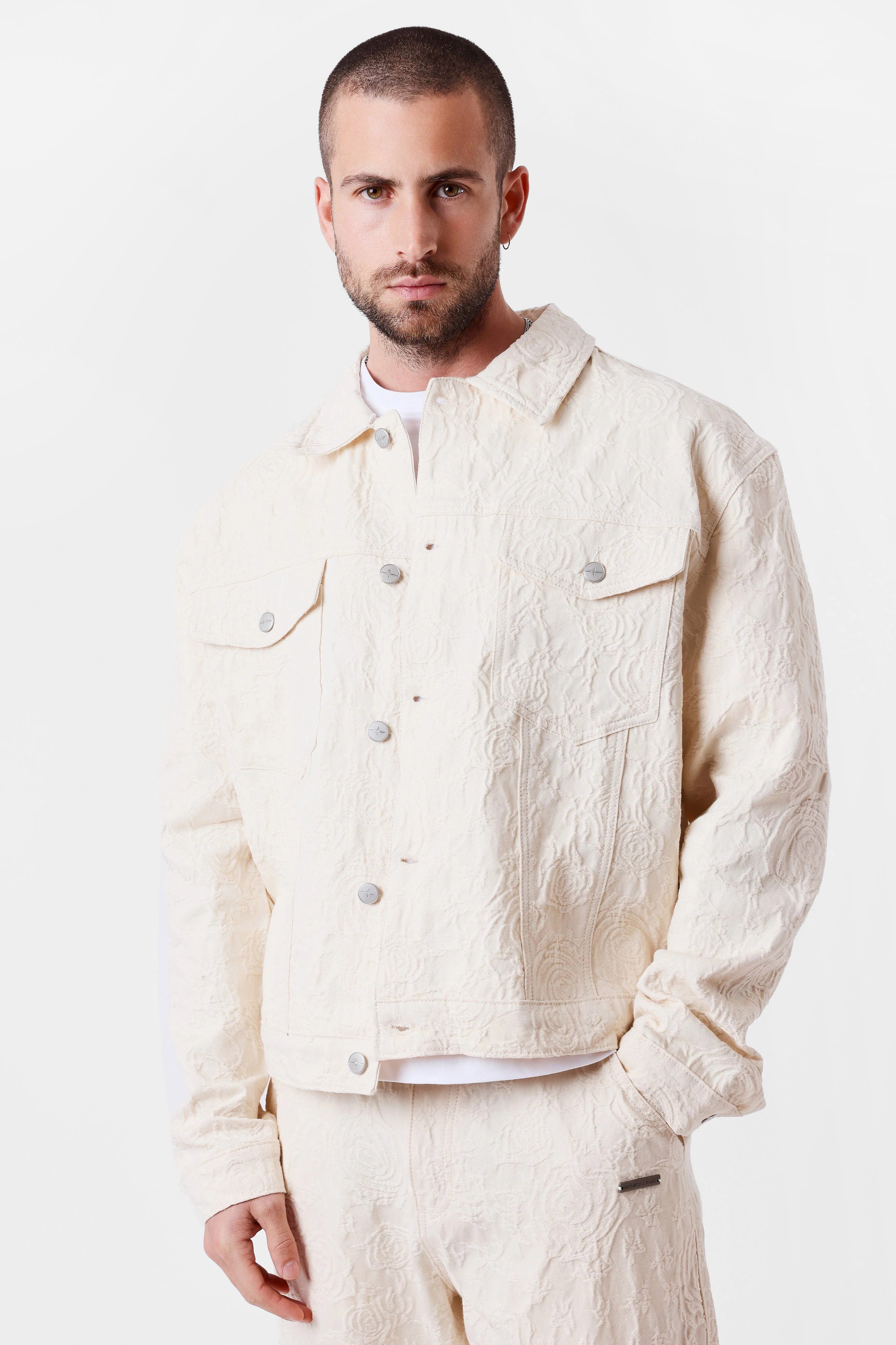 Trendy strukturierte Jacke - Offwhite