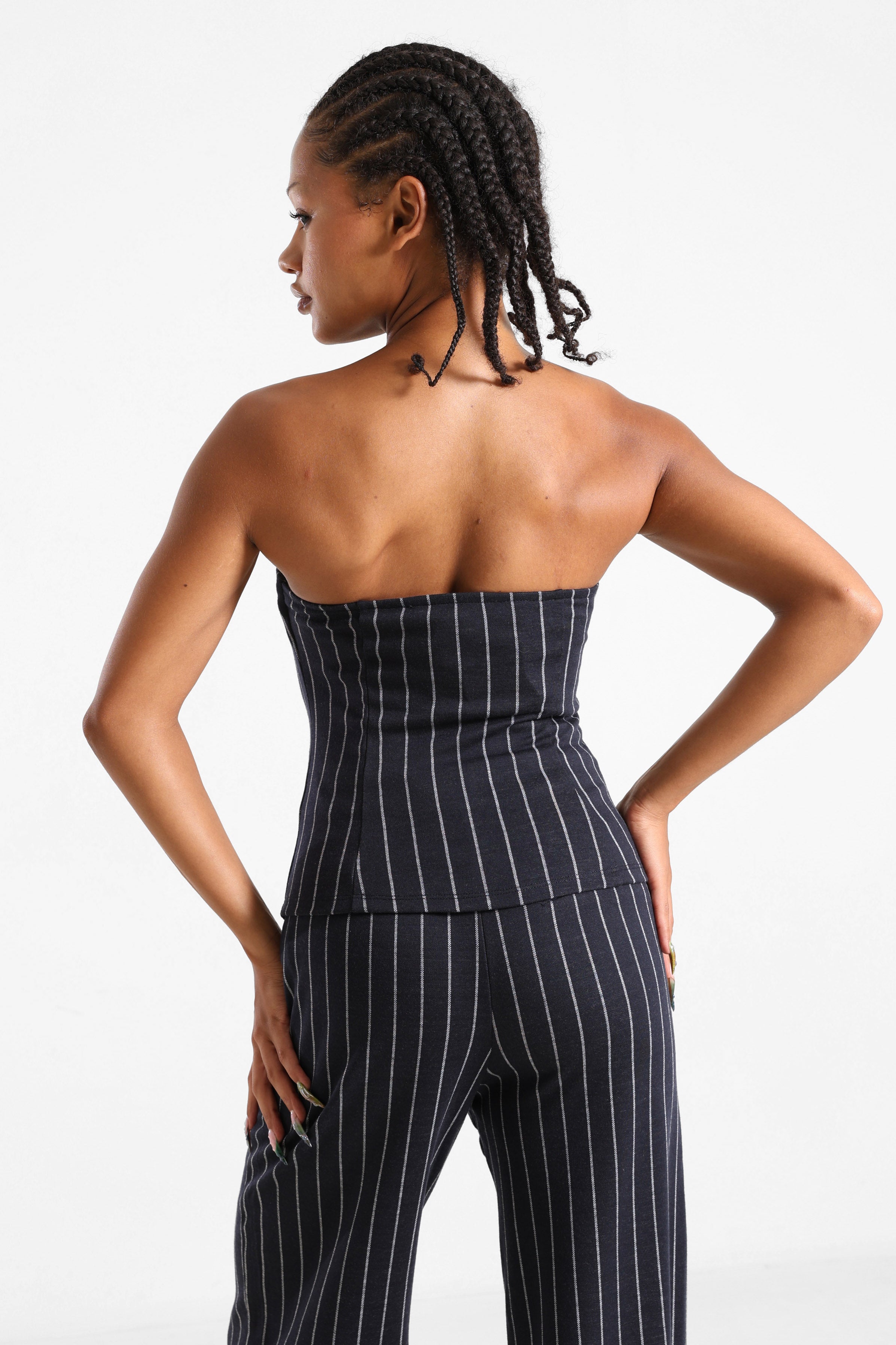 Bandeau Crop Top - Marineblau + Weiss