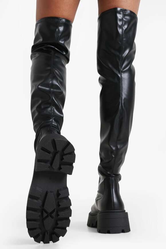 Overknee Plateaustiefel - Schwarz