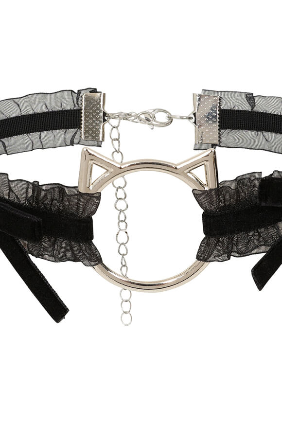 Collier ras de cou en organza - Black