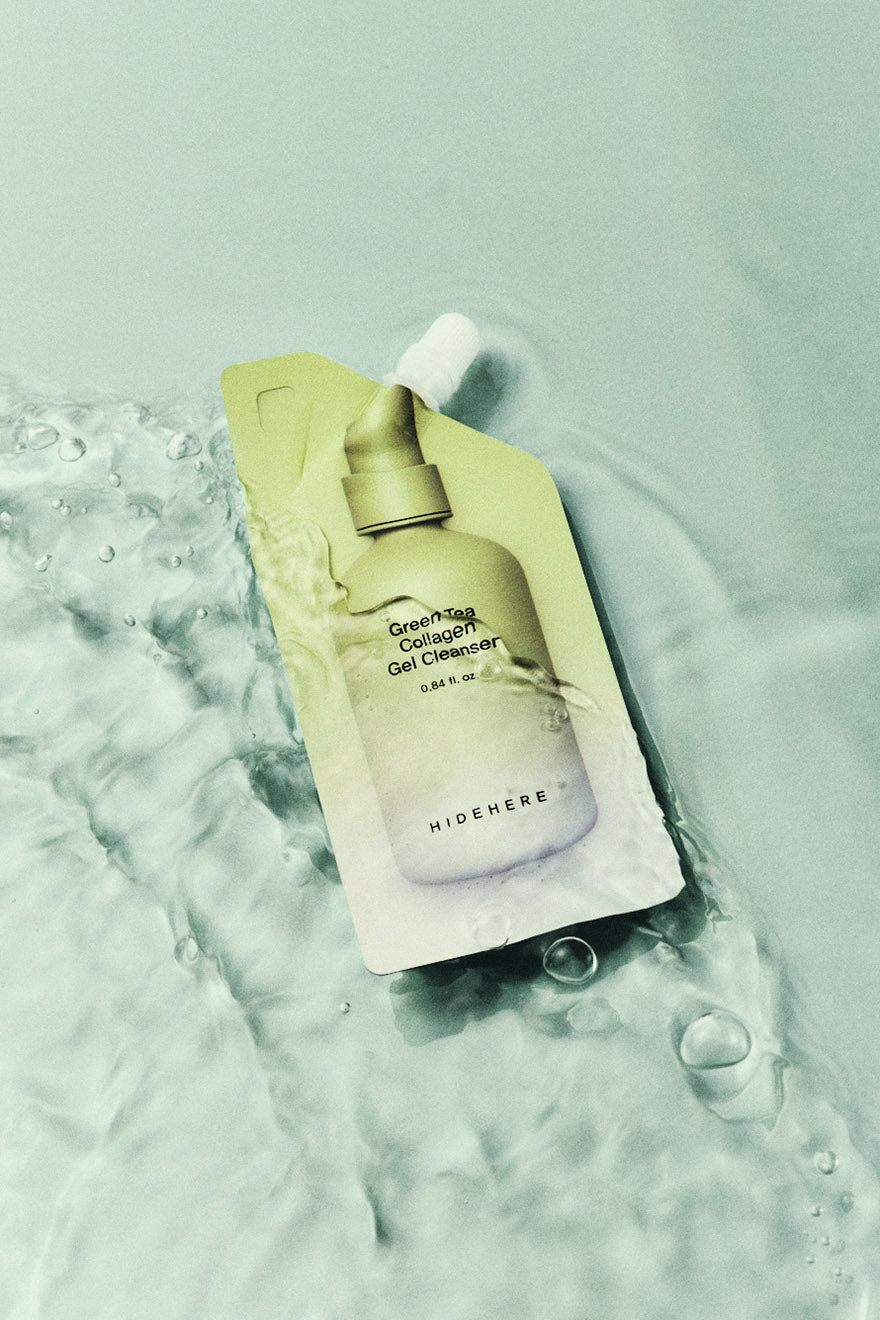 Collagen and green tea cleansing gel - Green + Offwhite