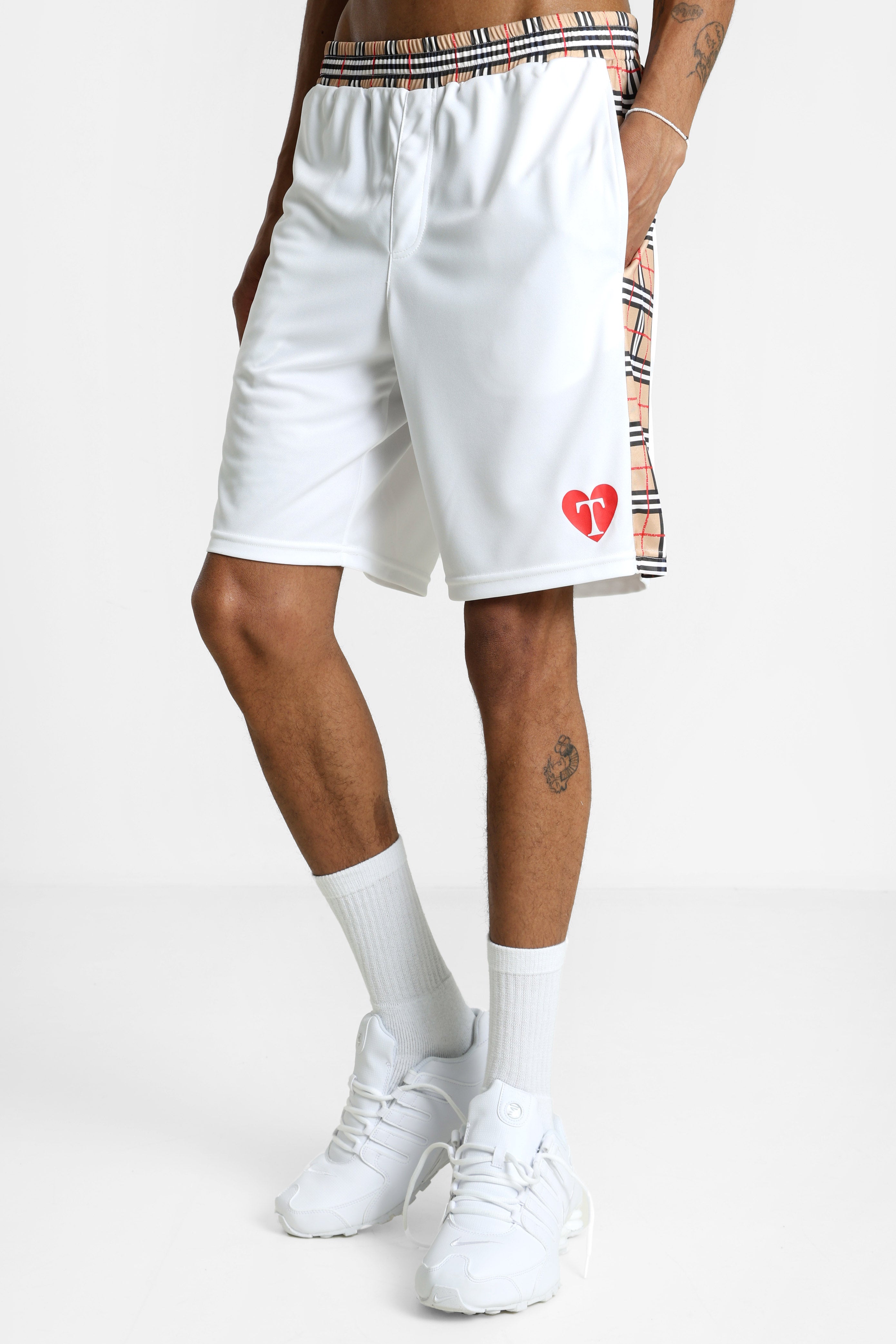 Trainingsshorts - Weiss + Beige