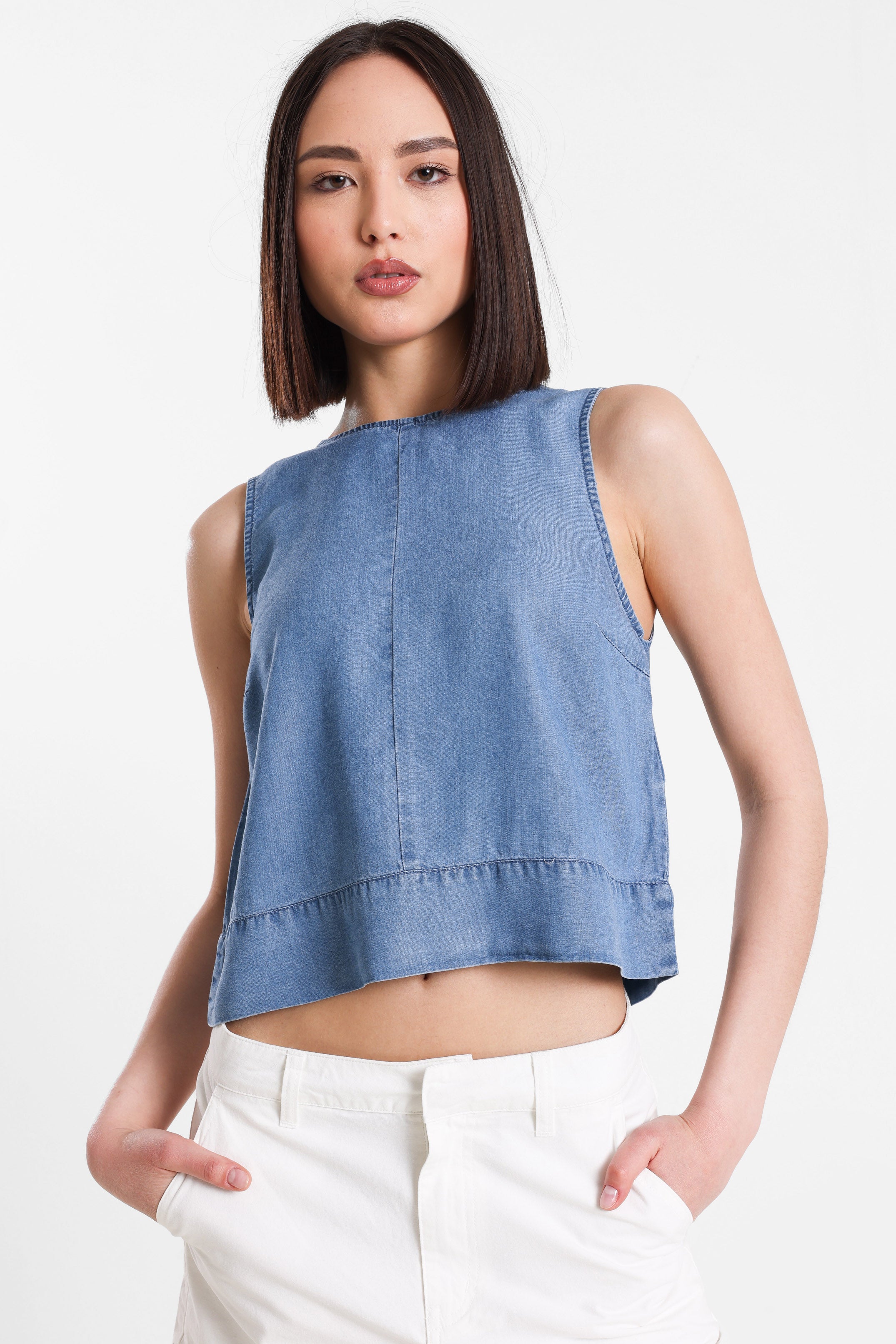 ONLDORSI Crop Top - Medium Blue Denim