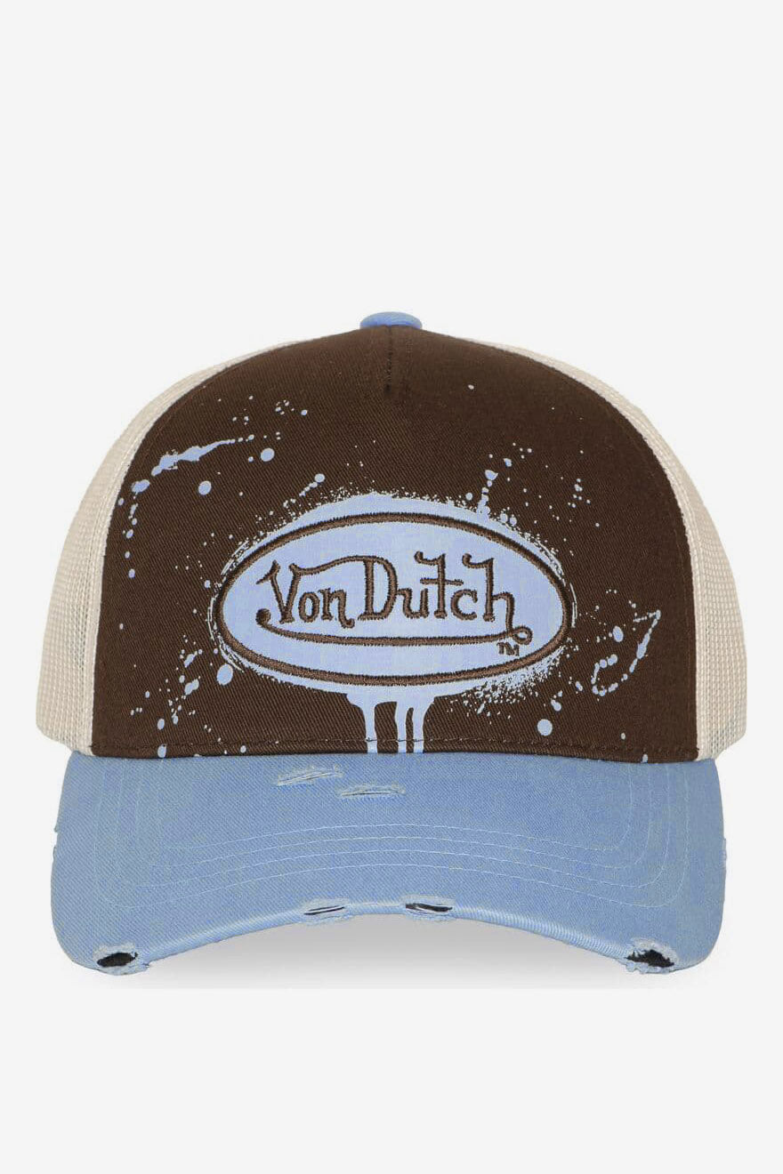 Trucker Cap / Snapback - Brown + Beige + Blue