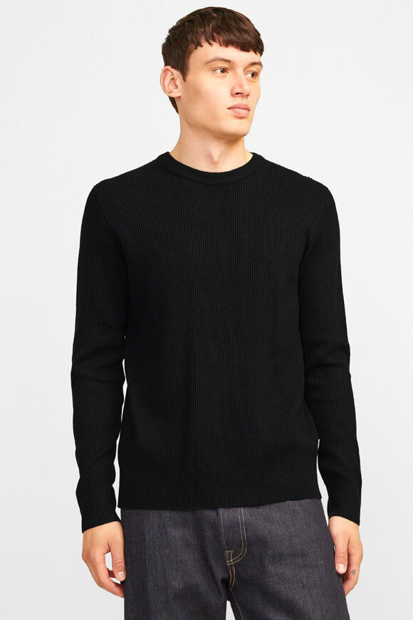 JJEPERFECT Pull en maille côtelée - Noir