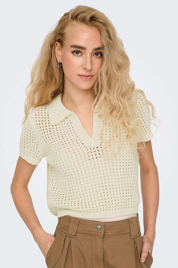 ONLANNASOFIA Häkel Poloshirt - Birch