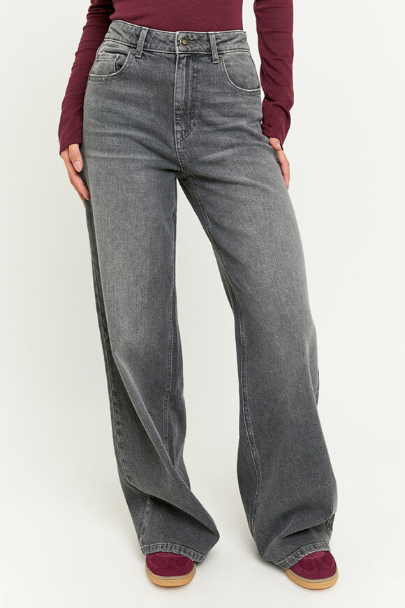 High Waist Wide Leg Jeans - Grey Denim