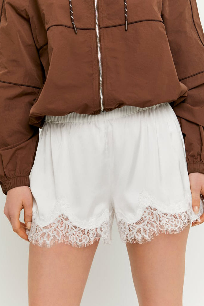 Short satin shorts - White