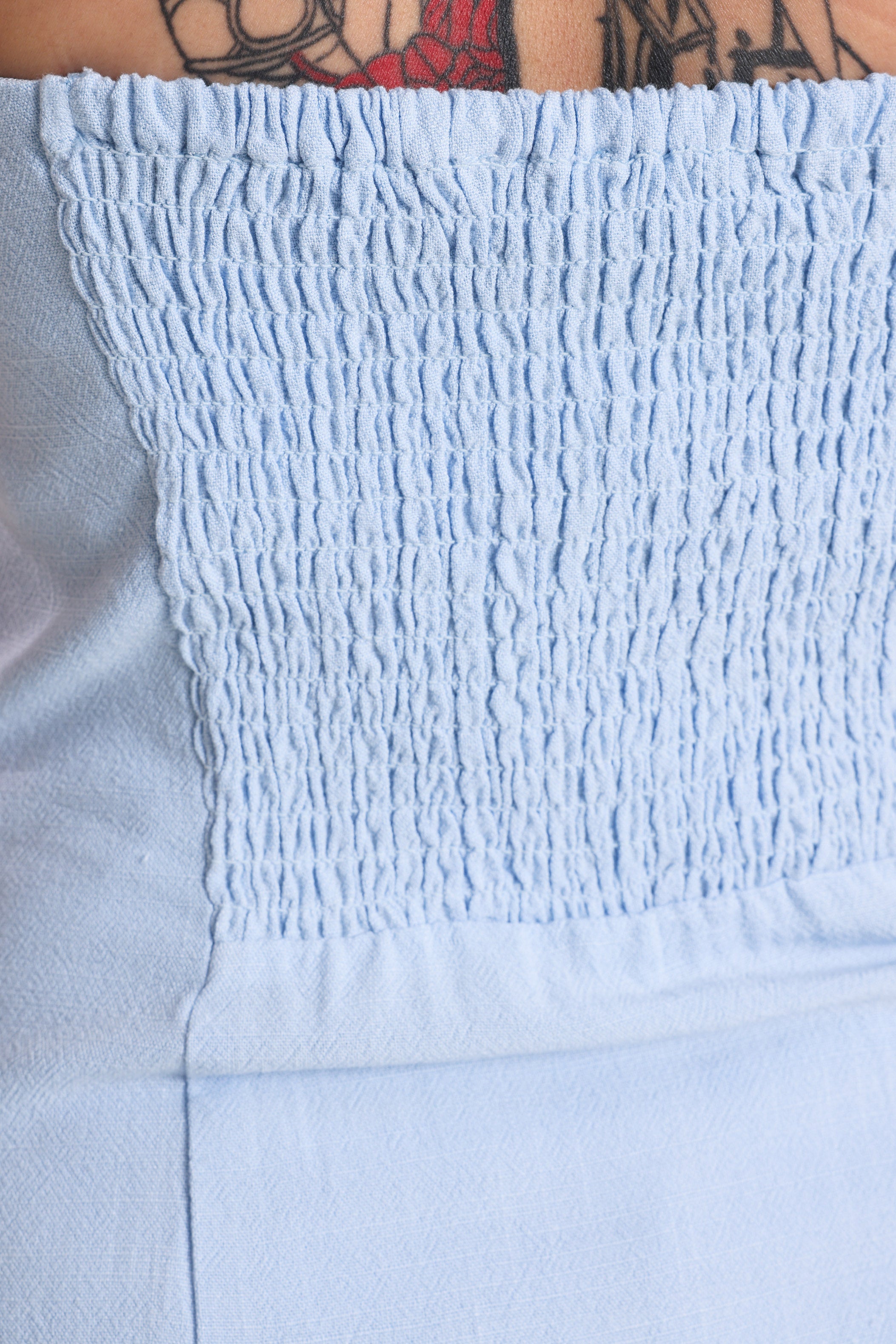 Top a fascia in lino - Bleu clair