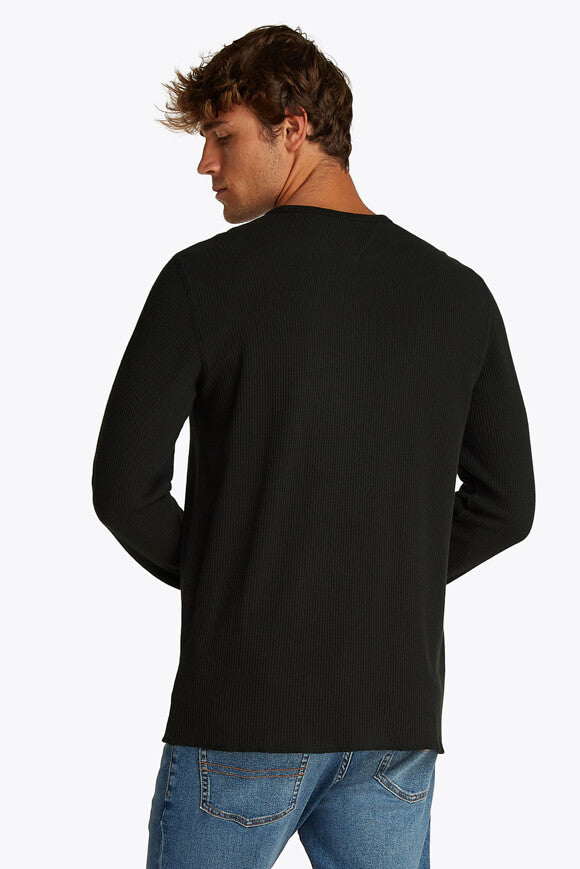Langarmshirt mit Waffelstruktur - Black