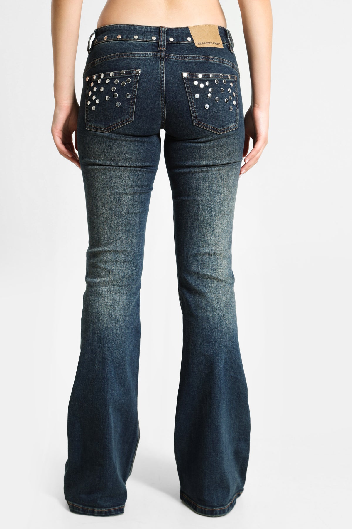 Jean flare avec rivets - Dirty Indigo